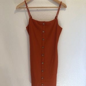 Burnt Orange Summer Button-up Dress